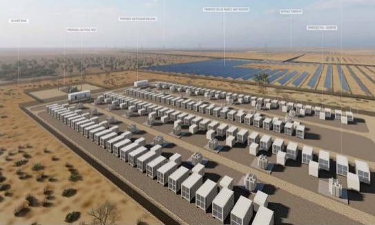 Rendering of a large-scale battery storage facility